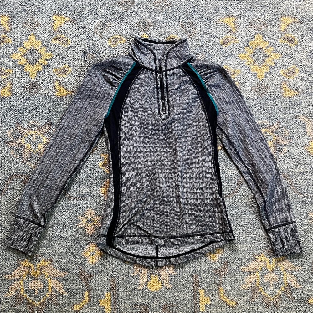 Gray and Black Women's work out quarter zip Top